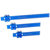 TOURACE Aluminum Woodworking Rulers with Slide Stop (3 Pcs) Precision Pocket Ruler Metal T Track Ruler, Square Ruler Inch and Metric Marking TOURACE