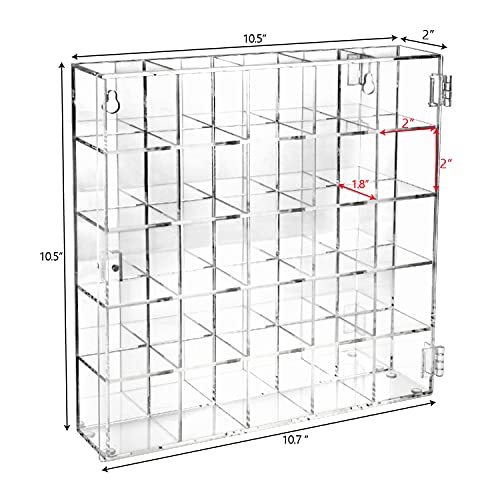 Ikee Design Mountable 25 Compartments Acrylic Display Case Cabinet Stand with Mirrored Back - Display Shelves for Collectibles, Gemstone and Figures, - WoodArtSupply