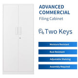 Fesbos Metal Storage Cabinet-71” Tall Steel File Cabinets with Lockable Doors and Adjustable Shelves-White Steel Storage Cabinet for Home, School, Fesbos