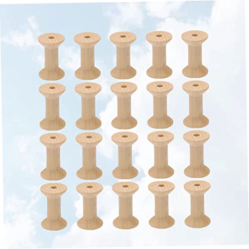 COHEALI 300 Pcs Wooden Thread Spools Crafts Sewing Wooden Spool Empty Thread Spools Yarn Bobbins Wood Spools Weaving Bobbins Embroidery Kit COHEALI