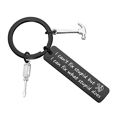 UJIMS Carpenter Gift Funny Woodworking Keychain Carpenter Builder Jewelry Hammer Charm Jewelry - WoodArtSupply