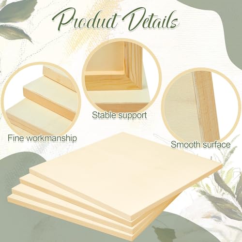 Tenceur 4 Pack 20" x 20" Birch Wood Panel Boards Kit Unfinished Wood Canvas Wooden Panel Boards for Painting 3/4" Deep Depth Wooden Canvases for Tenceur