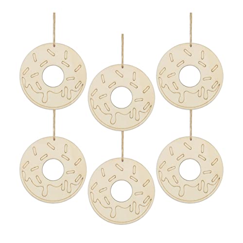 20pcs Doughnuts Shape Unfinished Wood Cutouts DIY Crafts Donuts Wooden Ornaments for Wedding Birthday Baby Shower Party Decoration JANOU