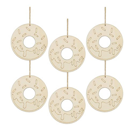 20pcs Doughnuts Shape Unfinished Wood Cutouts DIY Crafts Donuts Wooden Ornaments for Wedding Birthday Baby Shower Party Decoration JANOU