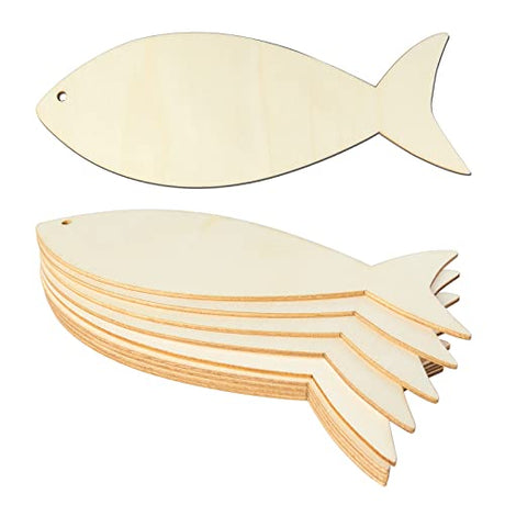 Unfinished Fish Shaped Wood Tag Wood Cutout Blank Wood Slices Wooden Gift Tags for Beach & Nautical Decor Christmas Holiday Wedding Birthday Party Zontween