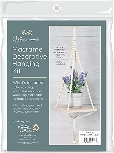 Solid Oak Macrame KIT, Hanging Shelf-Square - WoodArtSupply