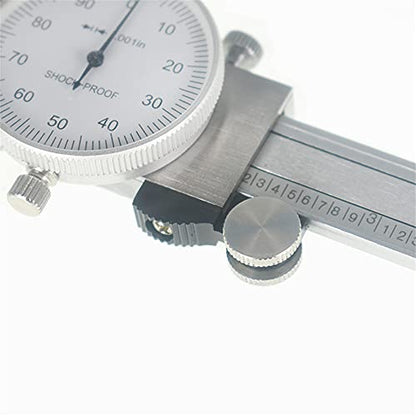 6" Dial Caliper 0.001 Stainless Steel Shockproof 4-Way Measurement with Plastic Case - WoodArtSupply