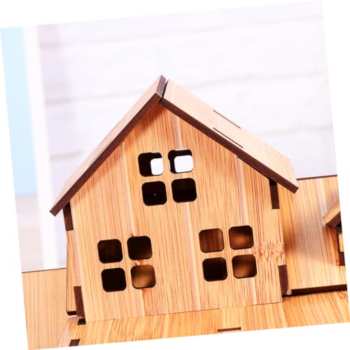 Vaguelly 2pcs DIY Wooden Ornament Mini House DIY Unfinished Wood Toy House DIY Woodcraft Construction Puzzle Craft Wood Wooden DIY House Model DIY Vaguelly