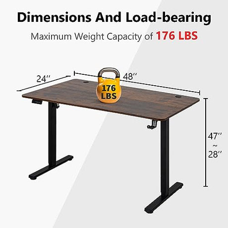PayLessHere 48 Adjustable Height Standing Desk Computer Desk with Large Space and Headphone Holder Office Desk with Electric Lifting and 2 Memory PayLessHere
