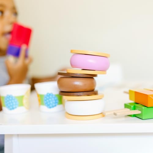 Melissa & Doug Wooden Frozen Treats Ice Cream Play Set (24 pcs) - Play Food and Accessories Melissa & Doug