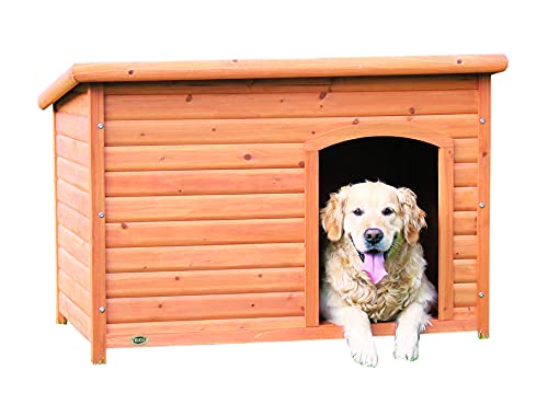 TRIXIE Large natura Classic Outdoor Dog House, Weatherproof Finish, Elevated Floor, Brown 45.5 x 31 x 32.25 inch - WoodArtSupply