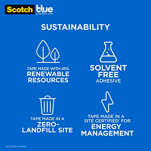 Scotch Painter's Tape Original Multi-Surface Painter's Tape, 1.88 Inches x 60 Yards, 6 Rolls, Blue, Paint Tape Protects Surfaces and Removes Easily, ScotchBlue