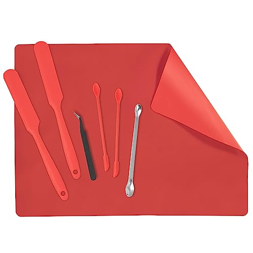 Sili 7 Piece Epoxy/Resin Complete Mixing Kit Featuring The Red Silicone Mat for Jewelry Making • Woodworking • Pen Blank Mixing and General Epoxy Sili