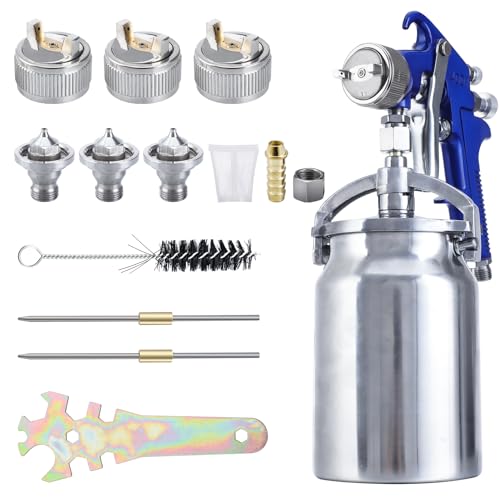 B4B BANG 4 BUCK Professional HVLP Siphon Feed Spray Gun, 1000cc Capacity Cup with 1.3mm 1.7mm 2.0mm Nozzles Professional Air Spray System for Auto B4B BANG 4 BUCK