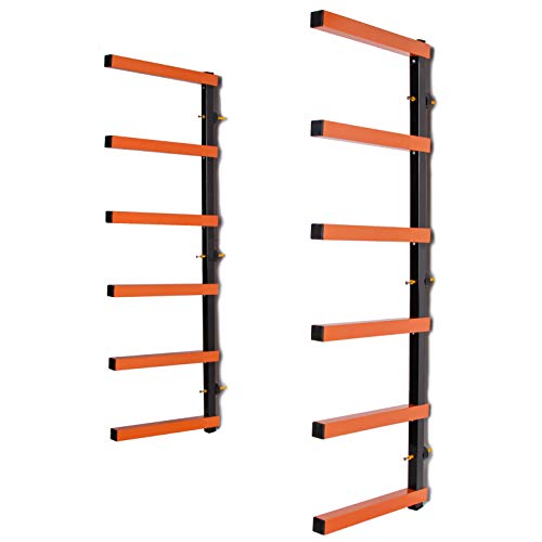 KUAFU 6-Level Lumber Storage Rack Wall Mounted Wood Organizer for Indoor Outdoor Wood Storage System 1 Pac KUAFU