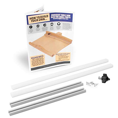 Fulton DIY Table Saw Crosscut Sled Kit with 2 UHMW Bars 2 Aluminum Tracks 1 Knob and 1 Bolt along with Full Color HOW TO BUILD YOUR OWN Crosscut Sled - WoodArtSupply