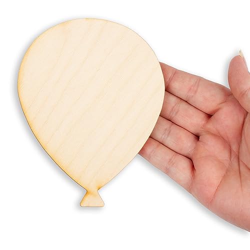 Pack of 24 Unfinished Wood Assorted Party Balloon and Cake Cutouts by Factory Direct Craft - Blank Wooden DIY Party Shapes for Scouts, Camps, Factory Direct Craft