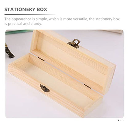 Zerodeko Jewelry Gift Boxes 2 Pcs Unfinished Wood Box with Clasp Wood Pencil Box Unpainted Artist Tool and Brush Storage Box Jewelry Trinket Box for