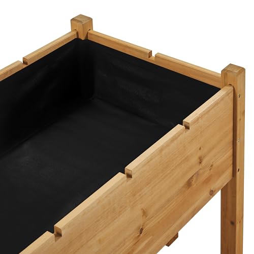 Yaheetech 49x22x32in 8 Pockets Horticulture Raised Garden Bed Elevated Wood Planter Box Stand with Foldable Side Table and Storage Shelf for Yaheetech