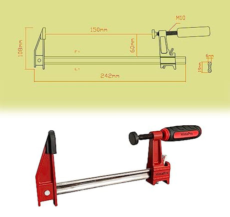 HimaPro 6 Inch Bar Clamp Set, 4 Pack 600 lbs Load Limit Medium Duty Quick Release Steel F Clamp, Ideal for Woodworking, Metalworking, and DIY HimaPro