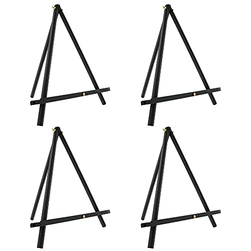 U.S. Art Supply 12" High Black Wood Display Stand A-Frame Artist Easel (Pack of 4) - Adjustable Wooden Tripod Tabletop Holder Stand for Canvas, US Art Supply