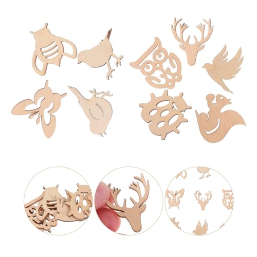 Operitacx 150pcs Unfinished Mini Wooden Ornaments Animal Theme Natural Wood Slices DIY Mini Wood Cutouts Ornaments Art Craft Classroom Decoration Operitacx