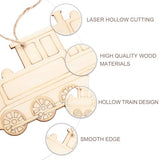MAGICLULU 20Pcs Unfinished Train Cutouts Blank Wooden Slices to Paint Train Pendant with Ropes for Crafts Christmas Party Train Hanging MAGICLULU