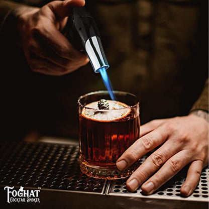 Foghat Cocktail Smoker Torch for Smoked Cocktails and Cooking - Handheld Refillable Culinary Butane Kitchen Blow Torch Lighter Gun, Creme Brulee - WoodArtSupply