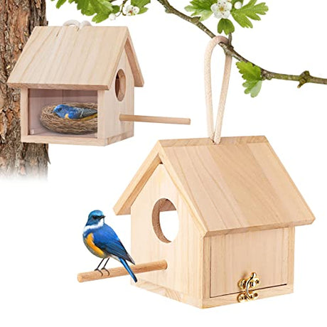 GINDOOR Bird Houses for Outside Clearance with Pole, Wood Birdhouse Blue Bird House Birdhouses for Outdoors Hanging Garden Patio Decorative for GINDOOR