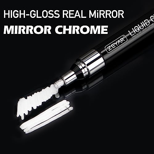 ZEYAR Liquid Chrome Marker Paint Marker, Silver Mirror Pen for smooth surfaces, High-gloss Mirrored display effects, Medium Point, set of 2 ZEYAR