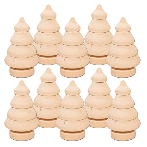 10 Pcs Unfinished Wood Peg Dolls Wooden Doll Bodies Blank Wooden Craft Figures Christmas Decorations for Painting Graffiti Drawing Christmas Tree