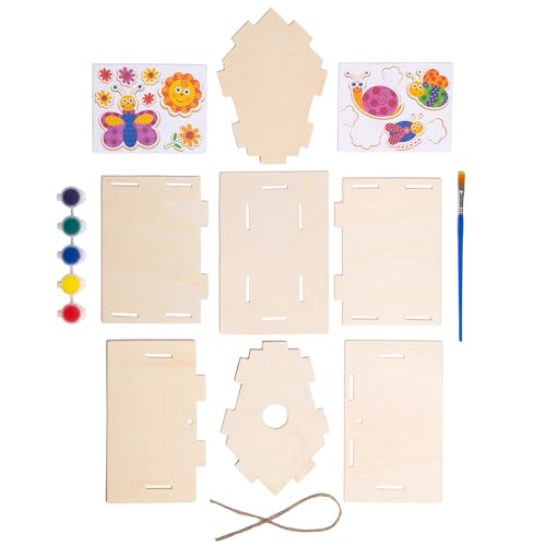 Neliblu 6 DIY Wooden Birdhouses - Kids Bulk Arts and Crafts Set, Crafts for Adults - with Unfinished Wood Birdhouse Kits, Paint Strips, Brushes and - WoodArtSupply