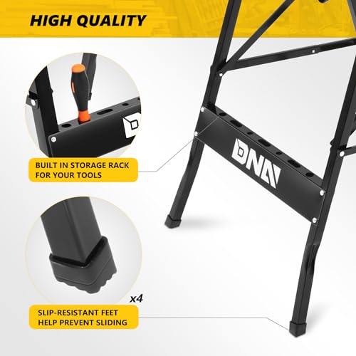 DNA MOTORING Adjustable Workbench - Portable Foldable Multi-Purpose, with Measuring Ruler and Protractor - Ideal for Garage, Home, DIY, and - WoodArtSupply