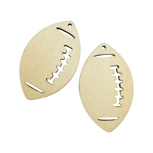 Choose your Size (12pc to 48pc) Unfinished Wood Laser Cutout Football Dangle Earring Jewelry Blanks Shape Crafts Made in Texas (Custom Sizes) Texan Wood Crafts