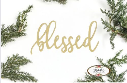 Michelle's aDOORable Creations Blessed Script Word Wood Table Wall Art Wreath Sign Painting Crafting Unfinished Wood - WoodArtSupply