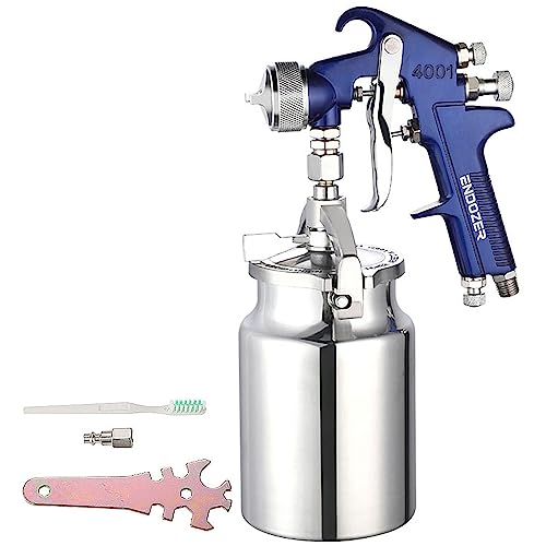 ENDOZER Professional Siphon Feed Spray Gun for Paint, Red Handle, 34 oz -1.8mm Nozzle for a Variety of Low Viscosity Paints（Blue） ENDOZER