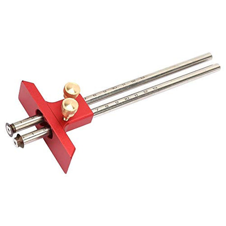 Antilog Wood Marking Gauge, Stainless Steel Woodworking Double Head Scriber Ruler Marking Gauge Wood Scribe Tool Carpentry Antilog