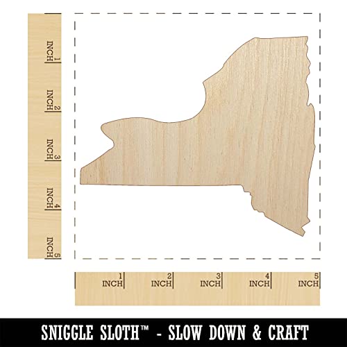 New York State Silhouette Unfinished Wood Shape Piece Cutout for DIY Craft Projects - 1/4 Inch Thick - 4.70 Inch Size Sniggle Sloth