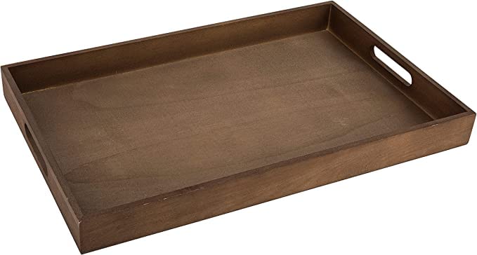 Hammont Wooden Rustic Nested Tray - 10 Casepacks - 5 Pieces in Each Set - Dark Brown Burnt Wood Trays for Crafts with Cut Out Handles | Kitchen Hammont