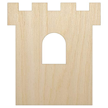 Castle Turret Tower Solid Unfinished Wood Shape Piece Cutout for DIY Craft Projects - 1/4 Inch Thick - 4.70 Inch Size Sniggle Sloth