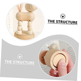 KONTONTY 9pcs Wooden DIY Animals Puppet Press Base Toys Wooden Matching Sheep Jungle Animals Wood Crafts Ornaments Children Wooden Giraffe Toy Mini KONTONTY