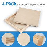 Falling in Art Unfinished Birch Wood Canvas Panels Kit, Falling in Art 4 Pack of 10x10’’ Studio 3/4’’ Deep Cradle Boards for Pouring Art, Crafts, Falling in Art