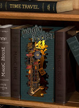 ROBOTIME DIY Book Nook Kit Decorative Booknook Bookshelf Insert Bookcase Book Stand 3D Wooden Puzzle DIY Miniature House Kit with LED Light Model Kit ROBOTIME