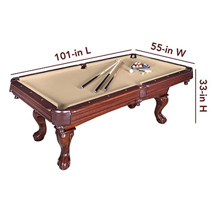 Augusta 8-ft Pool Table - Walnut Finish with Camel Felt - WoodArtSupply