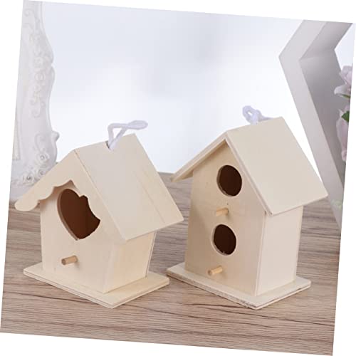 Yardwe 5 Pcs Garden Desktop Hanging Bird Ornament Bird House DIY Unfinished Birds Pendant Birdhouse Kit Mini Birdhouse Small Birdhouse Kids Suit Yardwe