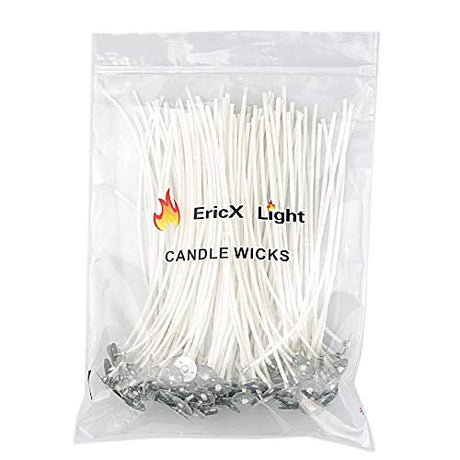 EricX Light 100 Piece Cotton Candle Wick 6" Pre-Waxed for Candle Making,Candle DIY EricX Light