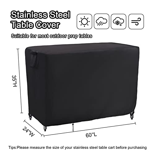 Kingling Outdoor Prep Table Cover, Waterproof Stainless Steel Table Cover Metal Table Cover Protection for Patio Kitchen Prep/Work Table - 60''L x - WoodArtSupply