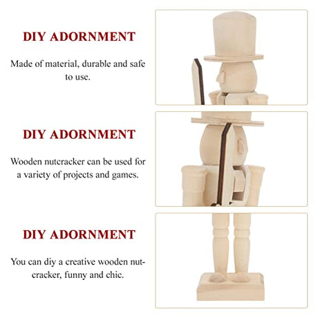 BESPORTBLE Christmas Unfinished Nutcracker: 8 Inch Unfinished Wood Nutcracker, Christmas DIY Nutcracker Figures for Christmas Arts BESPORTBLE