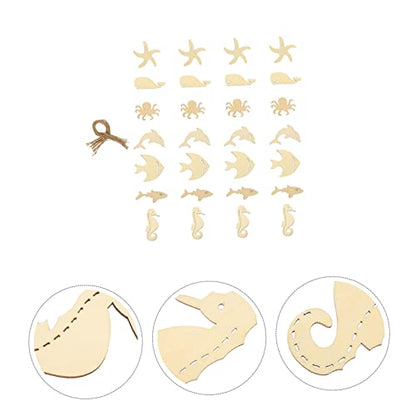 ibasenice 56 Pcs Ocean Cartoon Wood Chips Ornaments for Kids Unfinished  Wood Seahorse Ocean Life Cutouts Wood Paint for Crafts Wood Cutouts for  Crafts