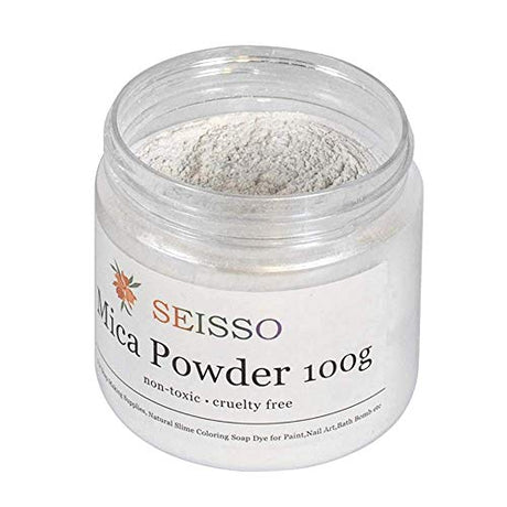 Pearl Sliver White Mica Powder for Epoxy Resin 3.5 oz /100g Powdered Pigment for Soap Colorant Bath Bomb Dye, Cosmetic Grade for Lip Gloss, Acrylic SEISSO